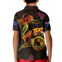 Cook Islands Kid Polo Shirt Octopus Plumeria Polynesian Tattoo