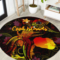 Cook Islands Round Carpet Octopus Plumeria Polynesian Tattoo