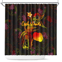 Cook Islands Shower Curtain Octopus Plumeria Polynesian Tattoo