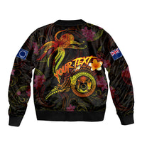 Cook Islands Sleeve Zip Bomber Jacket Octopus Plumeria Polynesian Tattoo