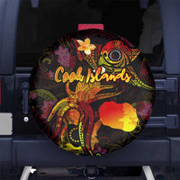 Cook Islands Spare Tire Cover Octopus Plumeria Polynesian Tattoo DT02 No hole Black - Polynesian Pride