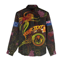 Cook Islands Women Casual Shirt Octopus Plumeria Polynesian Tattoo