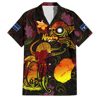 Nauru Family Matching Off Shoulder Short Dress and Hawaiian Shirt Octopus Plumeria Polynesian Tattoo