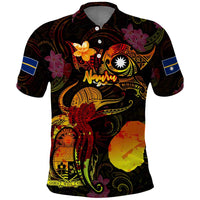 Nauru Polo Shirt Octopus Plumeria Polynesian Tattoo