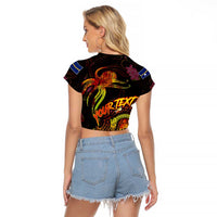 Nauru Raglan Cropped T Shirt Octopus Plumeria Polynesian Tattoo DT02 - Polynesian Pride