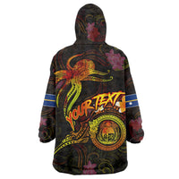 Nauru Wearable Blanket Hoodie Octopus Plumeria Polynesian Tattoo