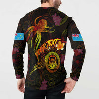 Tuvalu Button Sweatshirt Octopus Plumeria Polynesian Tattoo DT02 - Polynesian Pride