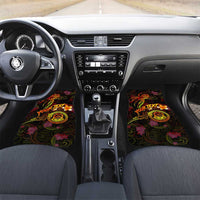 Tuvalu Car Mats Octopus Plumeria Polynesian Tattoo DT02 Set 2pcs - Front Black - Polynesian Pride