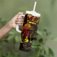 Tuvalu Tumbler With Handle Octopus Plumeria Polynesian Tattoo