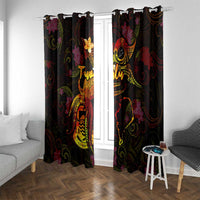 Tuvalu Window Curtain Octopus Plumeria Polynesian Tattoo DT02 With Grommets Black - Polynesian Pride