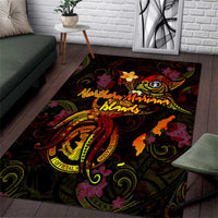 Northern Mariana Islands Area Rug Octopus Plumeria Polynesian Tattoo
