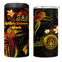 Northern Mariana Islands 4 in 1 Can Cooler Tumbler Octopus Plumeria Polynesian Tattoo