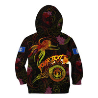 Northern Mariana Islands Kid Hoodie Octopus Plumeria Polynesian Tattoo
