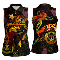 Northern Mariana Islands Women Sleeveless Polo Shirt Octopus Plumeria Polynesian Tattoo