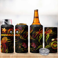 Marshall Islands 4 in 1 Can Cooler Tumbler Octopus Plumeria Polynesian Tattoo