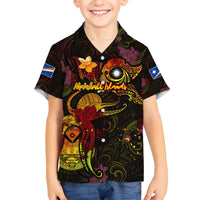 Marshall Islands Kid Hawaiian Shirt Octopus Plumeria Polynesian Tattoo