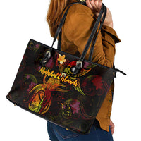 Marshall Islands Leather Tote Bag Octopus Plumeria Polynesian Tattoo