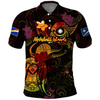 Marshall Islands Polo Shirt Octopus Plumeria Polynesian Tattoo