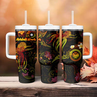 Marshall Islands Tumbler With Handle Octopus Plumeria Polynesian Tattoo