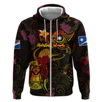Marshall Islands Zip Hoodie Octopus Plumeria Polynesian Tattoo