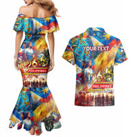 Custom The Philippines 126th Independence Anniversary Couples Matching Mermaid Dress and Hawaiian Shirt Art Style DT02 - Polynesian Pride