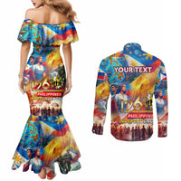 Custom The Philippines 126th Independence Anniversary Couples Matching Mermaid Dress and Long Sleeve Button Shirt Art Style DT02 - Polynesian Pride