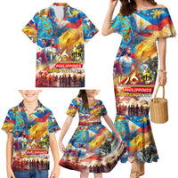 Custom The Philippines 126th Independence Anniversary Family Matching Mermaid Dress and Hawaiian Shirt Art Style
