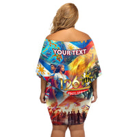 Custom The Philippines 126th Independence Anniversary Off Shoulder Short Dress Art Style DT02 - Polynesian Pride