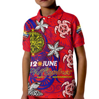 Personalized Philippines 12 June Independence Day Kid Polo Shirt Polynesian Turtle Plumeria