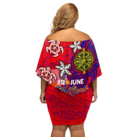 Personalized Philippines 12 June Independence Day Off Shoulder Short Dress Polynesian Turtle Plumeria DT02 - Polynesian Pride