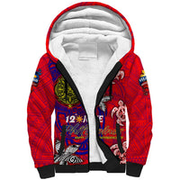 Personalized Philippines 12 June Independence Day Sherpa Hoodie Polynesian Turtle Plumeria DT02 Unisex Red - Polynesian Pride