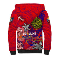 Personalized Philippines 12 June Independence Day Sherpa Hoodie Polynesian Turtle Plumeria DT02 - Polynesian Pride