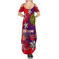 Personalized Philippines 12 June Independence Day Summer Maxi Dress Polynesian Turtle Plumeria DT02 - Polynesian Pride