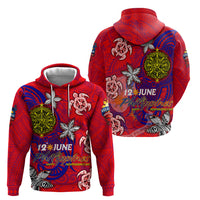 Personalized Philippines 12 June Independence Day Zip Hoodie Polynesian Turtle Plumeria