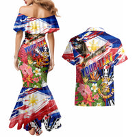 Personalized Philippines Independence Day Couples Matching Mermaid Dress and Hawaiian Shirt Polynesia Filipinas Eagle Hibiscus DT02 - Polynesian Pride