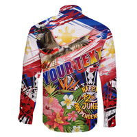 Personalized Philippines Independence Day Family Matching Off The Shoulder Long Sleeve Dress and Hawaiian Shirt Polynesia Filipinas Eagle Hibiscus
