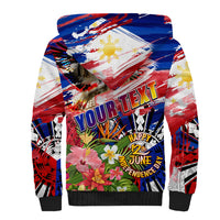 Personalized Philippines Independence Day Sherpa Hoodie Polynesia Filipinas Eagle Hibiscus