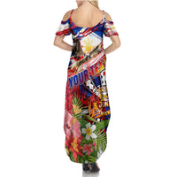 Personalized Philippines Independence Day Summer Maxi Dress Polynesia Filipinas Eagle Hibiscus DT02 - Polynesian Pride