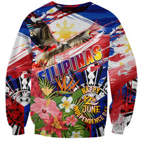 Personalized Philippines Independence Day Sweatshirt Polynesia Filipinas Eagle Hibiscus