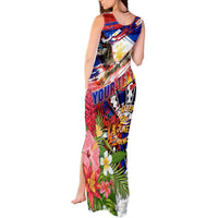 Personalized Philippines Independence Day Tank Maxi Dress Polynesia Filipinas Eagle Hibiscus DT02 - Polynesian Pride