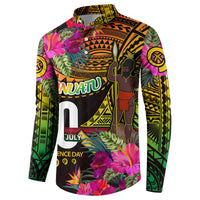 Personalised Vanuatu Independence Day 30 July Button Sweatshirt Hibiscus Polynesian Pattern DT02 - Polynesian Pride