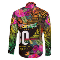 Personalised Vanuatu Independence Day 30 July Family Matching Long Sleeve Bodycon Dress and Hawaiian Shirt Hibiscus Polynesian Pattern