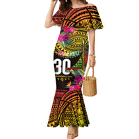 Personalised Vanuatu Independence Day 30 July Family Matching Mermaid Dress and Hawaiian Shirt Hibiscus Polynesian Pattern