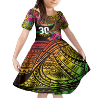 Personalised Vanuatu Independence Day 30 July Family Matching Off Shoulder Short Dress and Hawaiian Shirt Hibiscus Polynesian Pattern