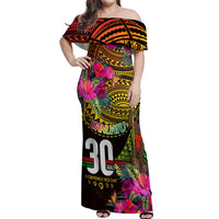 Personalised Vanuatu Independence Day 30 July Off Shoulder Maxi Dress Hibiscus Polynesian Pattern DT02 Women Yellow - Polynesian Pride