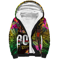 Personalised Vanuatu Independence Day 30 July Sherpa Hoodie Hibiscus Polynesian Pattern DT02 Unisex Yellow - Polynesian Pride