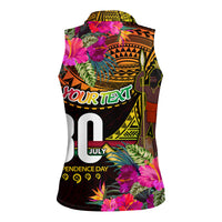 Personalised Vanuatu Independence Day 30 July Women Sleeveless Polo Shirt Hibiscus Polynesian Pattern
