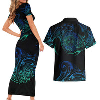 Sea Animal Polynesia Couples Matching Short Sleeve Bodycon Dress and Hawaiian Shirt Polynesian Pattern DT02 - Polynesian Pride