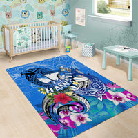 Aloha Hawaii Area Rug Dolphins and Fish Hook Hibiscus DT02 - Polynesian Pride