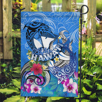 Aloha Hawaii Garden Flag Dolphins and Fish Hook Hibiscus DT02 Garden Flag Blue - Polynesian Pride
